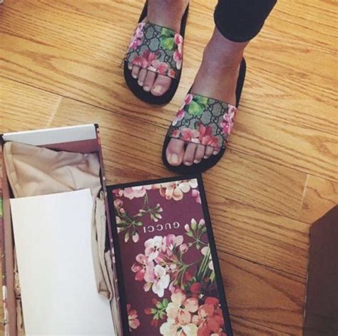 gucci shoes flower embroidered|gucci flip flops with flowers.